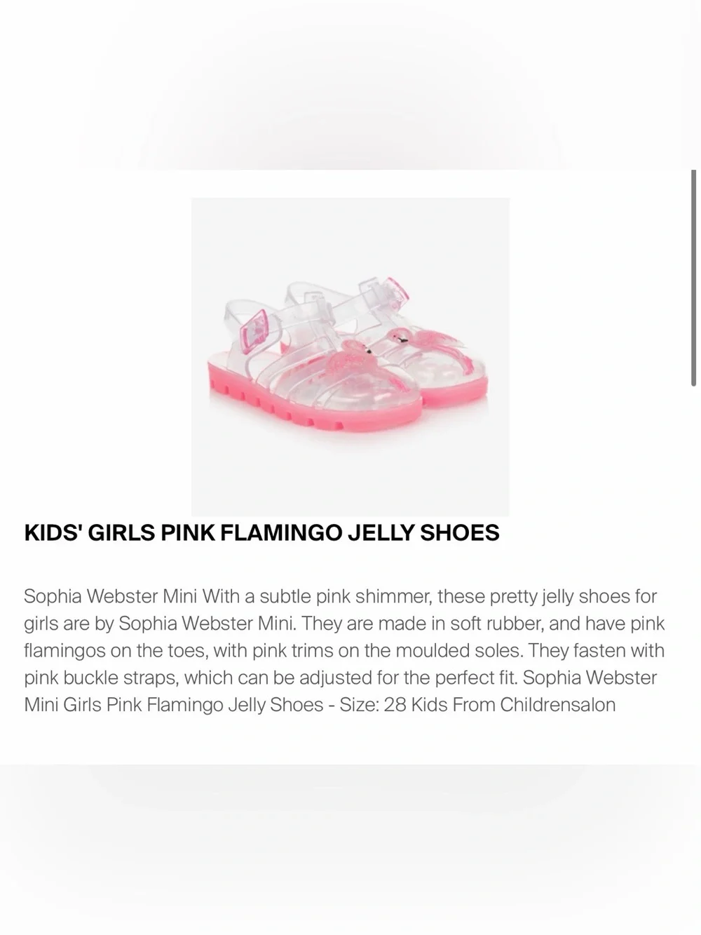 Sophia Webster Mini: UK Kids Clear Pink Jelly Sandals with Flamingo Accent